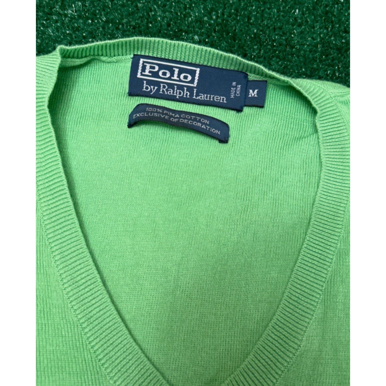 Polo Ralph Lauren VINTAGE Polo Ralph Lauren Sweater Vest V Neck Mens Size Medium Pima Cotton Green Vest Mens Medium Green 90s Preppy Hip Hop Classic Size US M / EU 48-50 / 2 - 2 Thumbnail