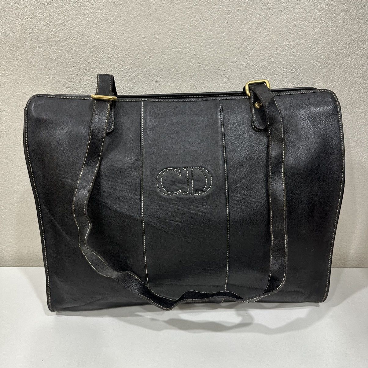 Christian Dior Monsieur ‼️YES‼️VINTAGE CHRISTIAN DIOR CD LOGO LEATHER DOCUMENT TOTEBAG Size ONE SIZE - 2 Thumbnail