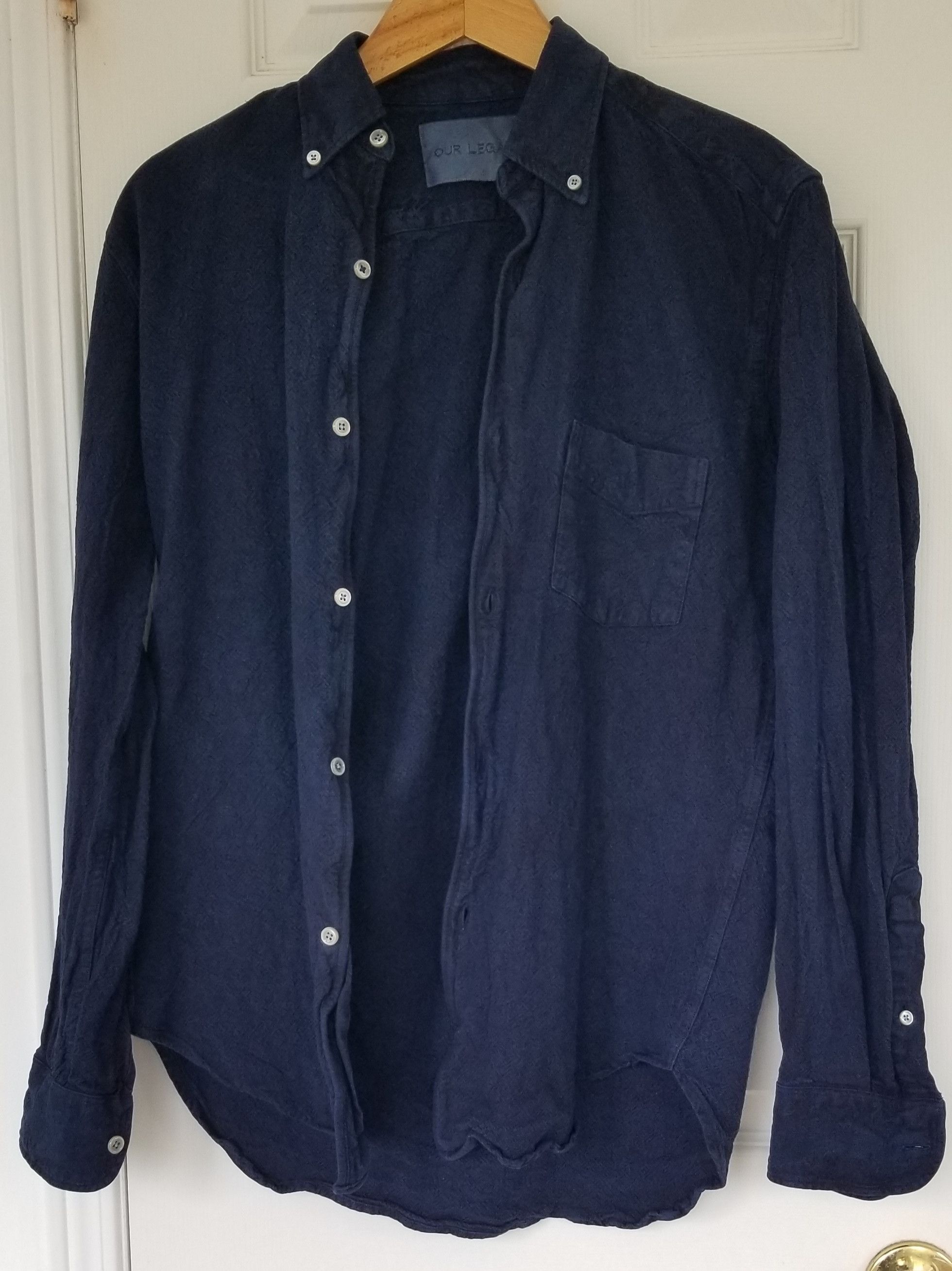 Our Legacy Our Legacy Indigo Cotton-Linen Overdyed Shirt Navy Blue Size US XS / EU 42 / 0 - 6 Thumbnail