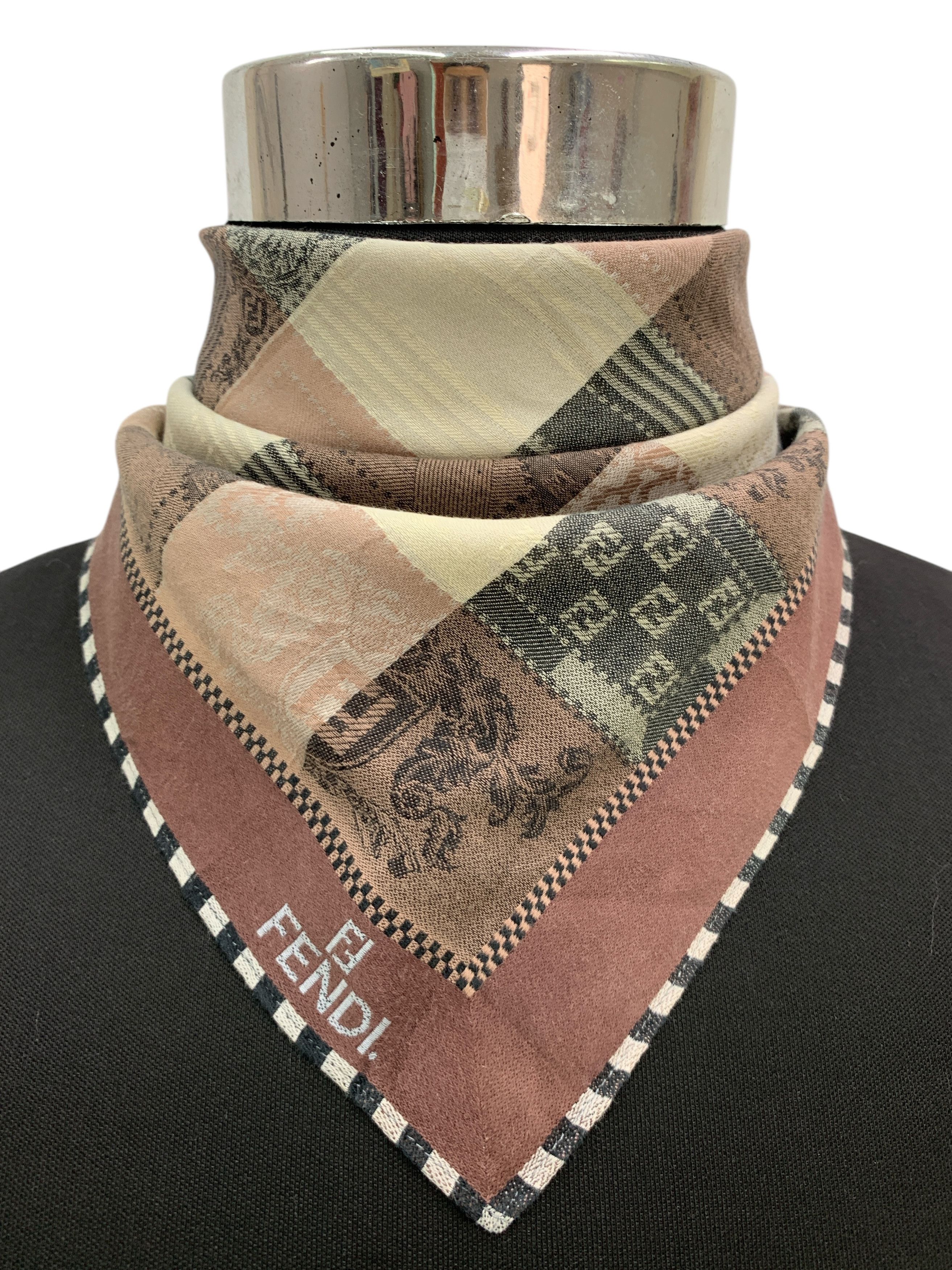 Fendi × Vintage Vintage Fendi Neckerchie Scarf Bandana Handkerchief - HKA916 Size ONE SIZE - 1 Thumbnail