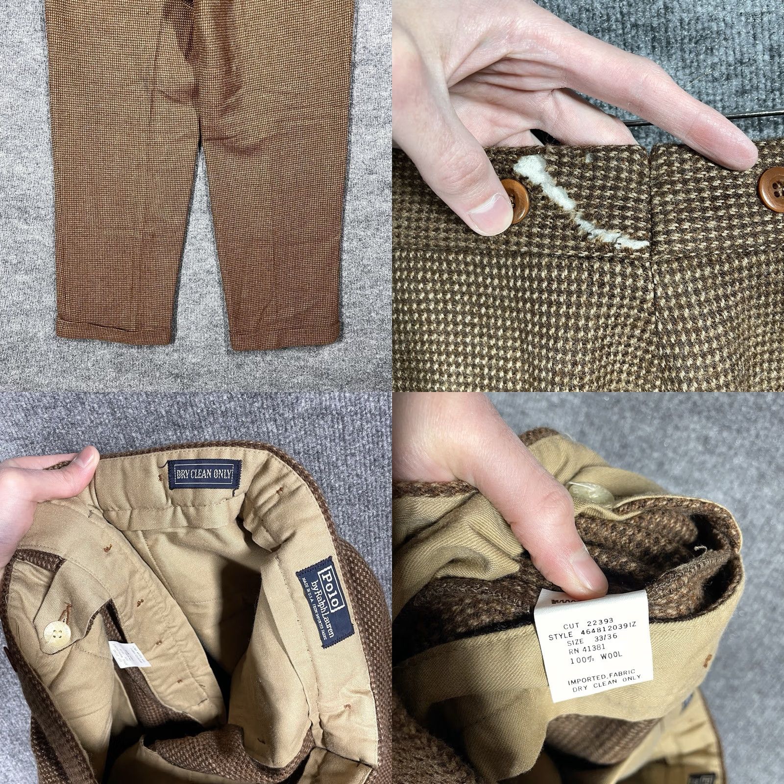 Polo Ralph Lauren VINTAGE Polo Ralph Lauren Pants Mens 32x30 Tweed Wool USA 80s 90s Size US XS / EU 42 / 0 - 8 Thumbnail