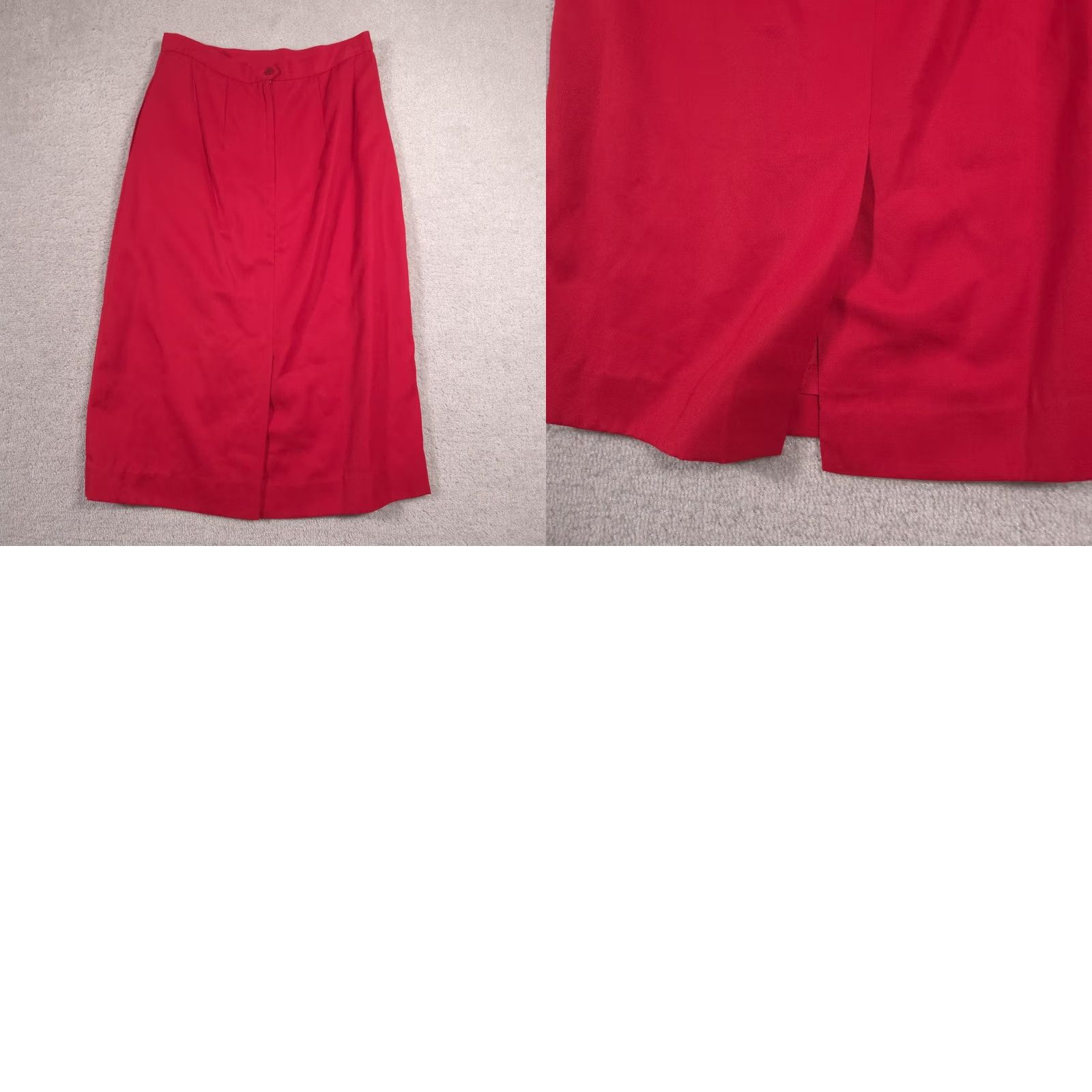 Worthington Worthington Skirt Womens 10 Red Pleated Lined Midi Pockets Slit Work Size 32" / US 10 / IT 46 - 9 Thumbnail
