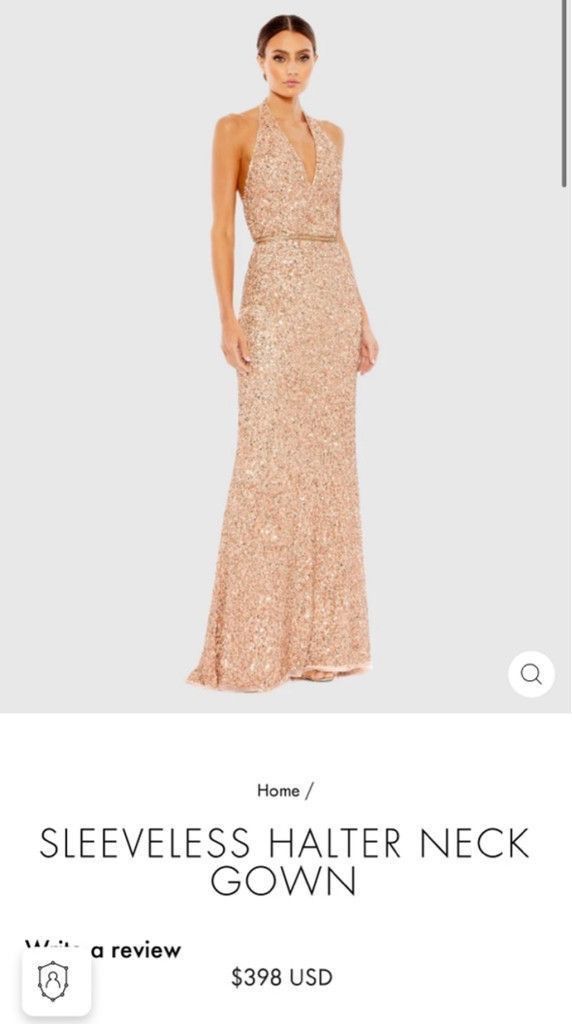 Mac Duggal Women's Mac Duggal Rose Gold Sequin Halter Gown Size 12 Size XL / US 12-14 / IT 48-50 - 2 Thumbnail