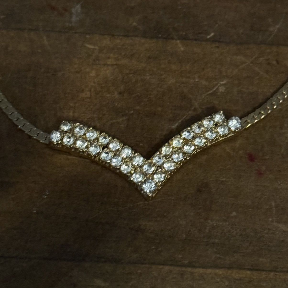 Vintage Vintage gold tone rhinestone chevron necklace Size ONE SIZE - 4 Thumbnail