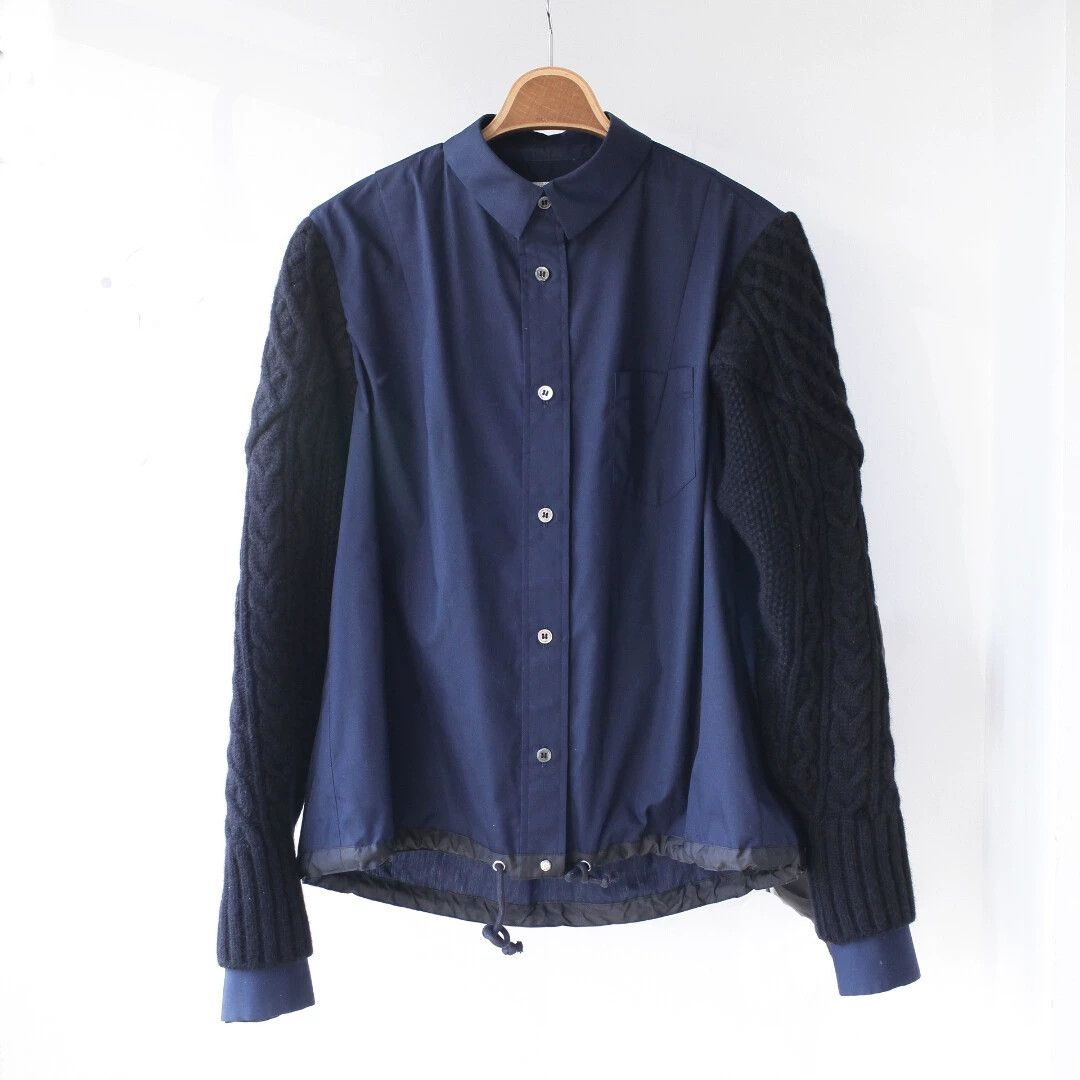 Sacai SACAI Wool Knit Panel Shirt 15AW Size 2 (2-3 Wears) Size US M / EU 48-50 / 2 - 1 Thumbnail