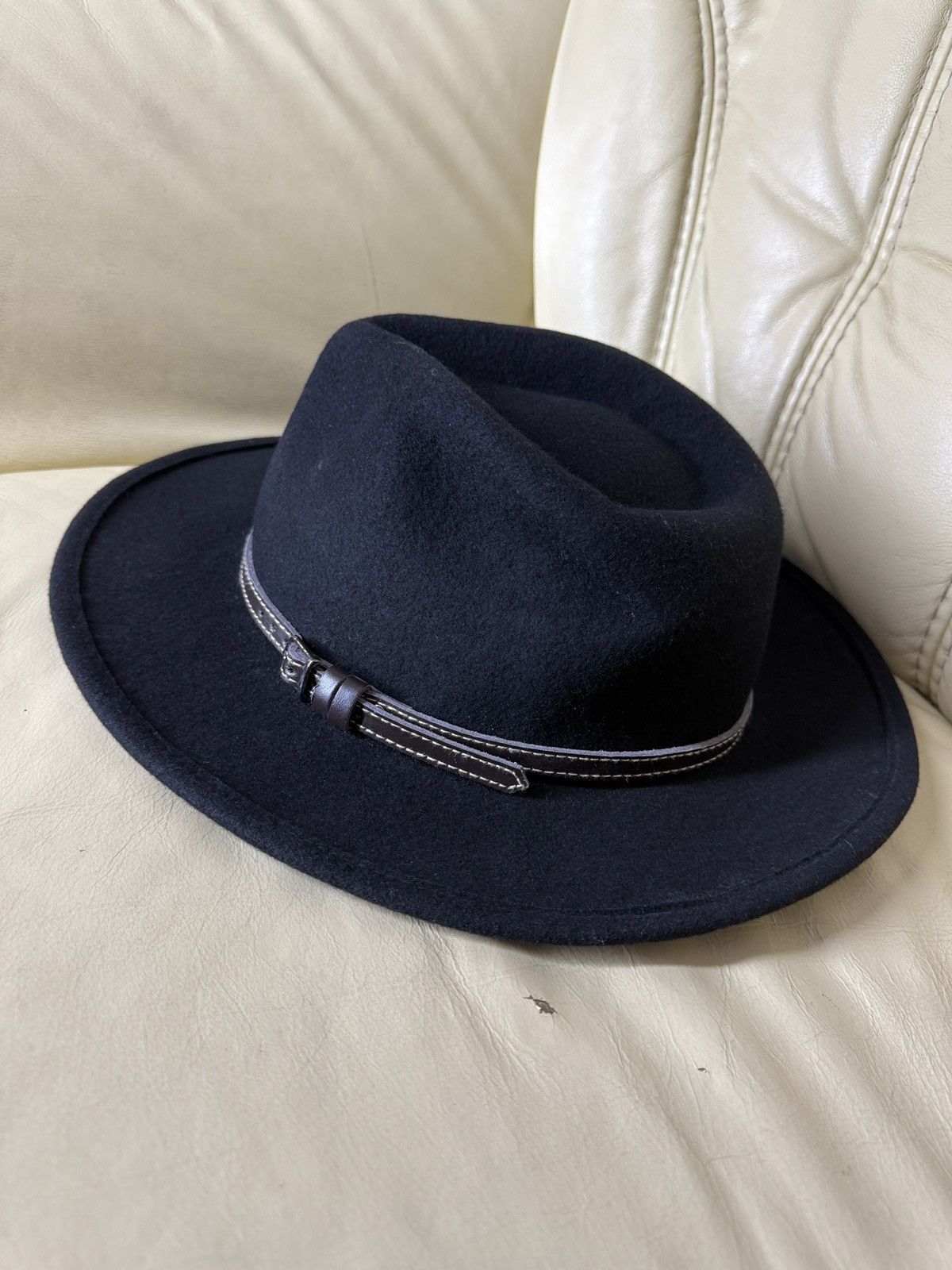 Vintage Vintage Y2K Atrium Black Wool Hat Waterproof leather strap Size ONE SIZE - 17 Thumbnail