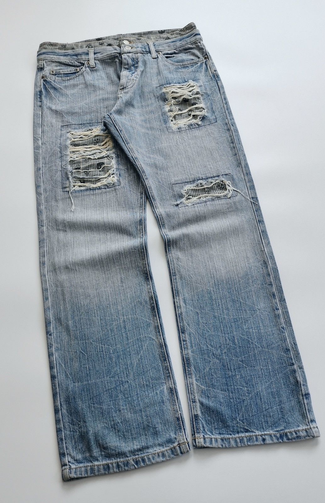 Other Unbrand Skull Patches Double Waist Denim Jeans Size US 32 / EU 48 - 2 Thumbnail