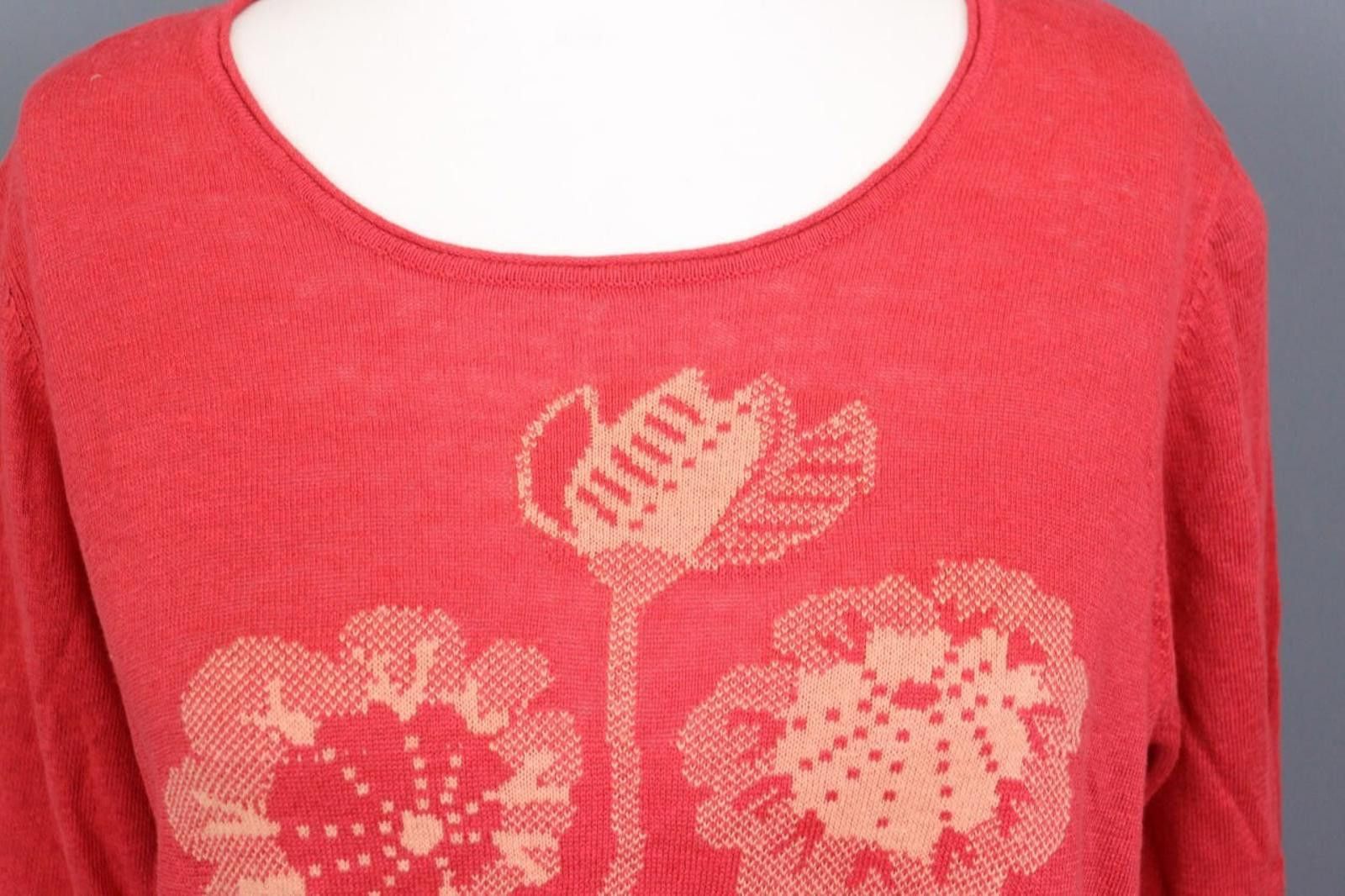 Designer Gudrun Sjoden Red Floral Midi Tunic Sweater Dress Size M Size M / US 6-8 / IT 42-44 - 6 Thumbnail