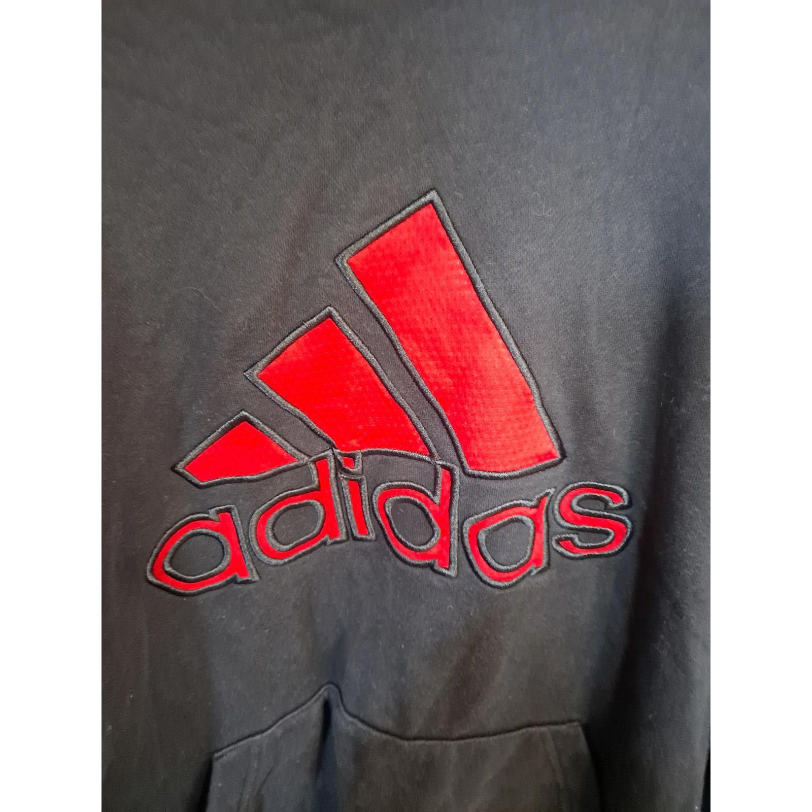 Adidas Adidas Black Hooded Sweatshirt with Red Logo and White Strip Size US L / EU 52-54 / 3 - 3 Thumbnail