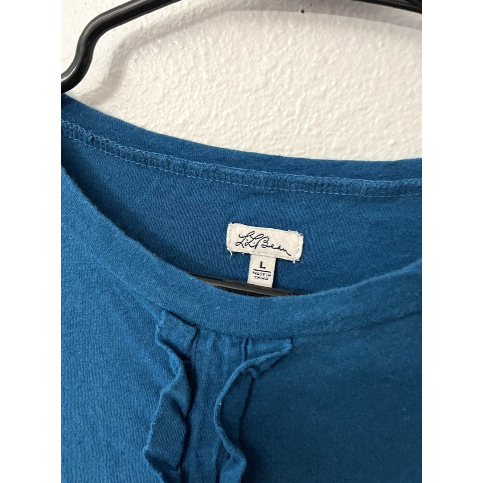Vintage Womens Top-L.L.Bean-blue striped linen Cotton round neck short sleeve-L Shirt Womens Linen Striped Tunic Blue 90s? Size 36" / US 14 / IT 50 - 3 Thumbnail