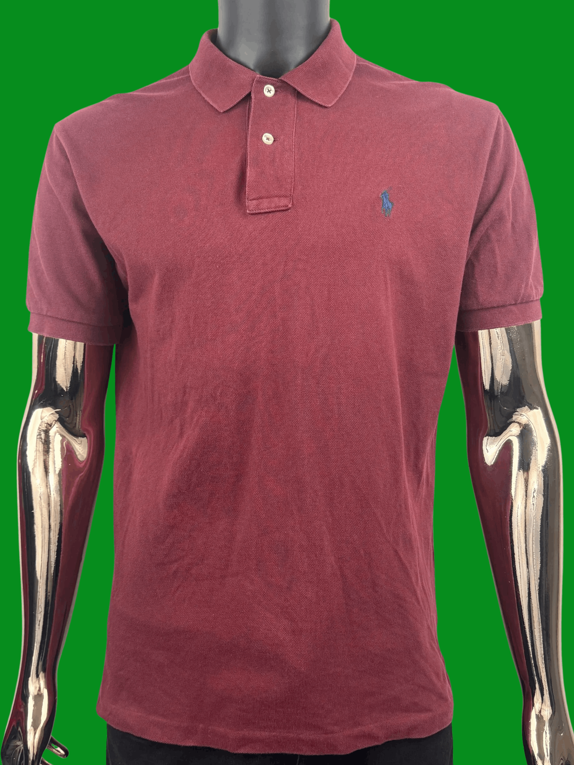Polo Ralph Lauren VTG Polo Ralph Lauren Maroon Mesh Polo Shirt Navy Pony Logo Size US M / EU 48-50 / 2 - 2 Thumbnail