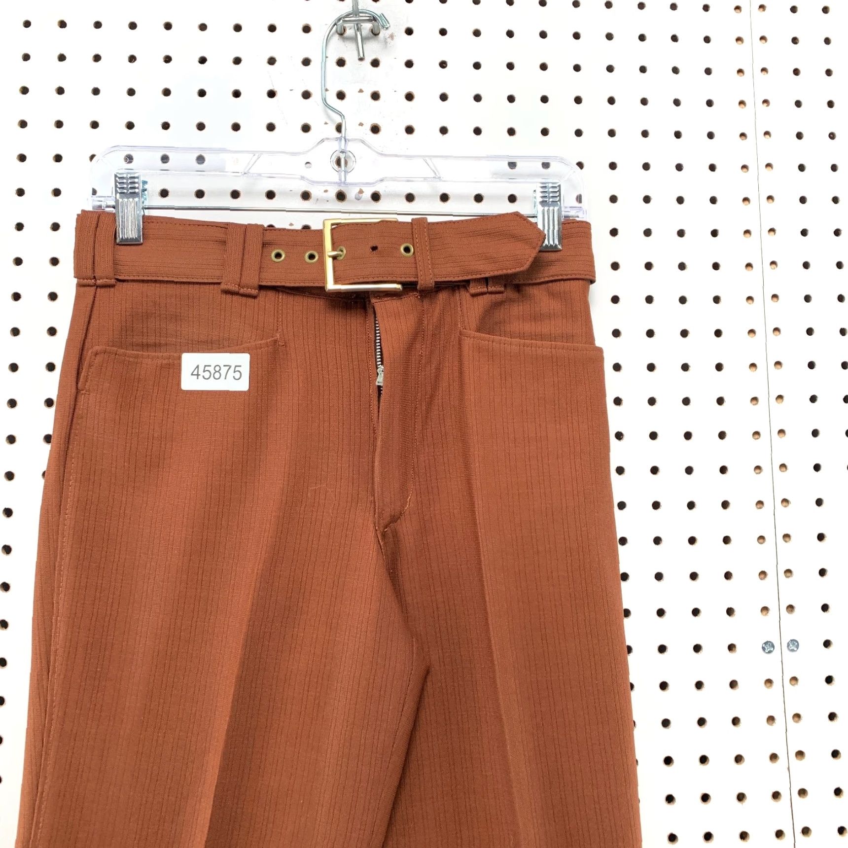 Vintage VINTAGE 70s Mens Mod Disco Pants 28x31 Brown Belted Flare Trousers Falcon Zip Pants Size US 28 / EU 44 - 6 Thumbnail