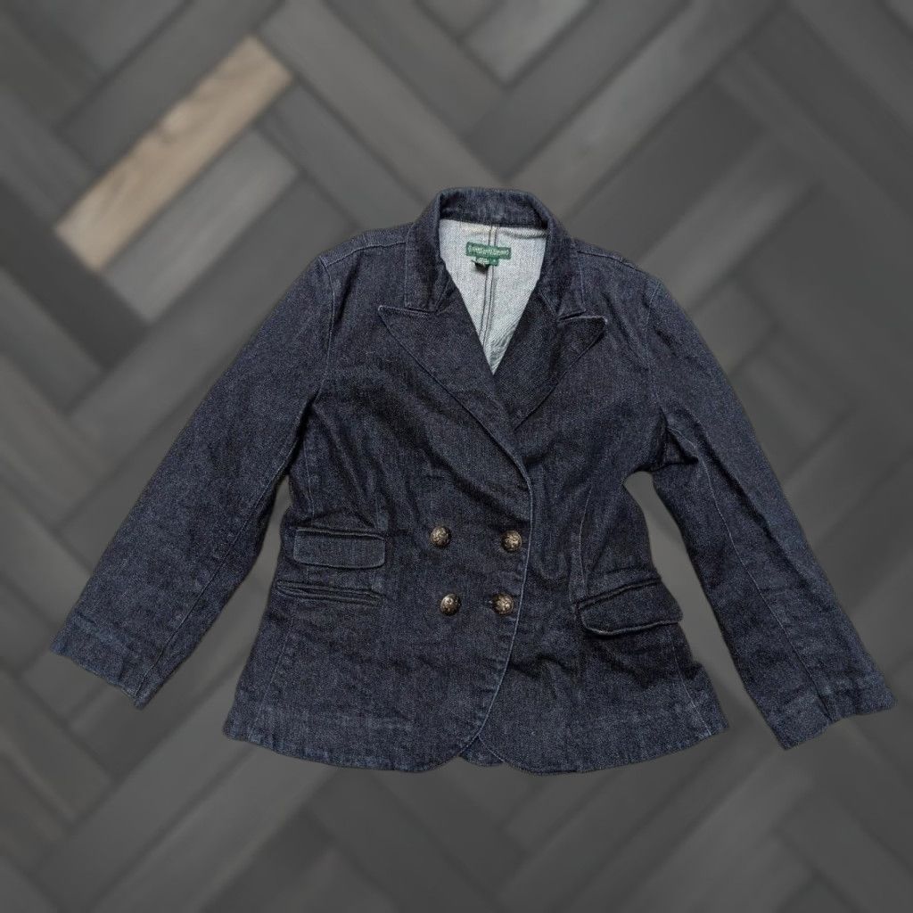 Ralph Lauren VINTAGE Ralph Lauren blazer Denim Women M Denim Blue double breasted Military blazer Military model Size 32" / US 10 / IT 46 - 1 Thumbnail