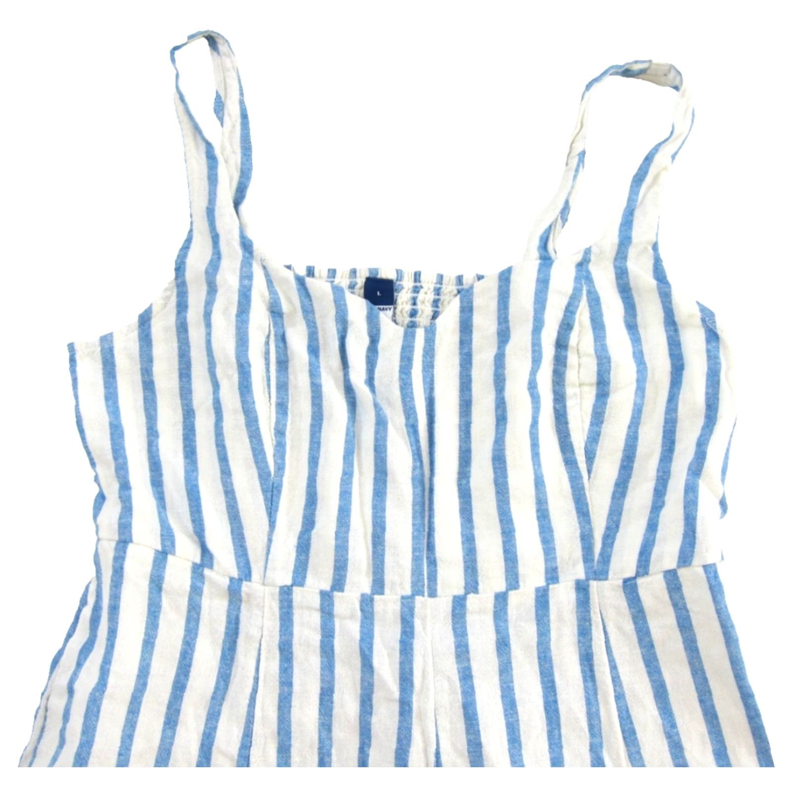 Old Navy NWT Old Navy Linen Rayon Blue White Stripe Pocket Midi Tank Sun Dress Large Size L / US 10 / IT 46 - 4 Thumbnail