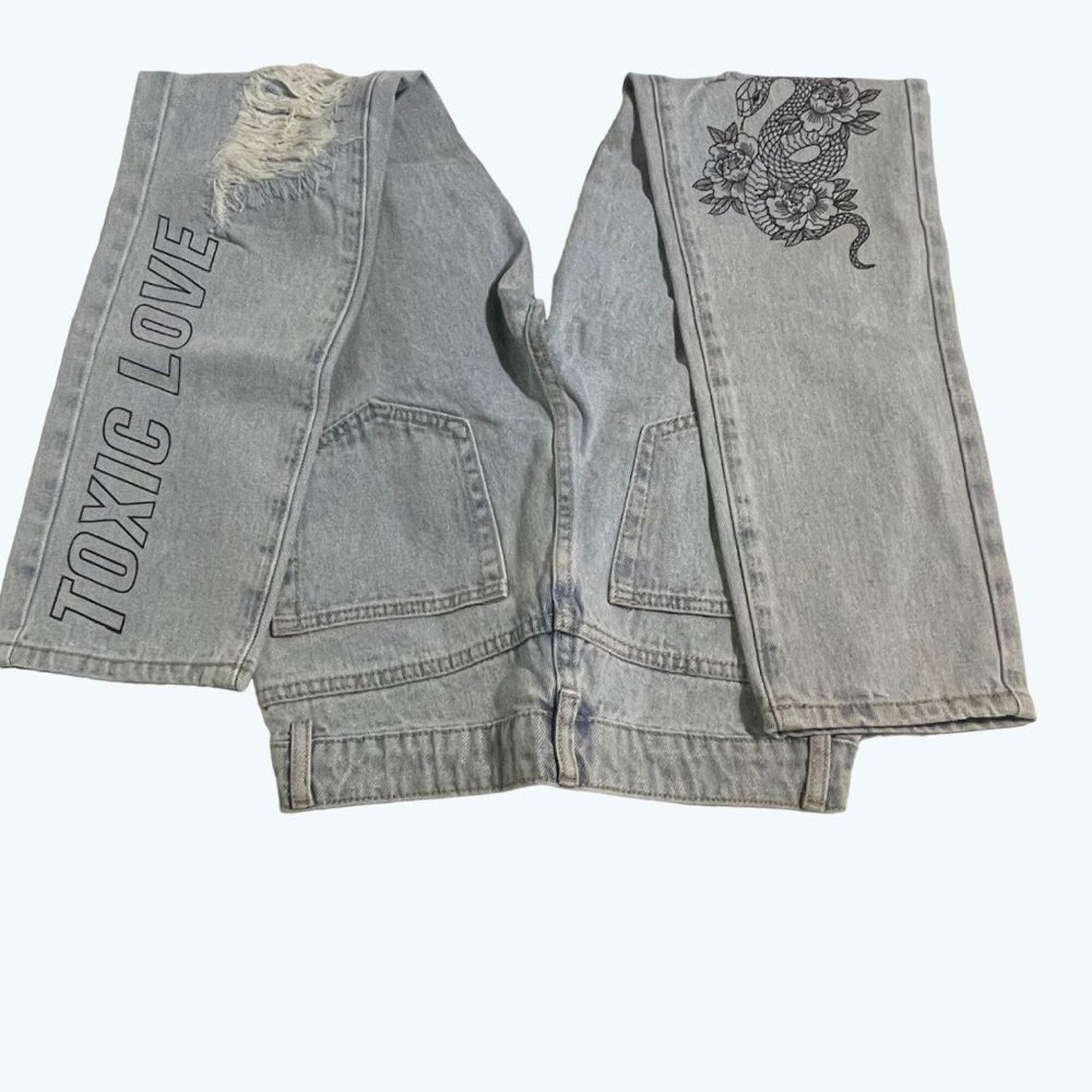 Other Adika Small Toxic High Waist Jeans Distressed Graphic Denim Size 26" / US 2 / IT 38 - 6 Thumbnail
