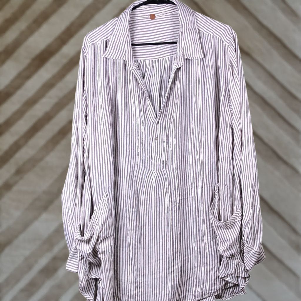 Free People Free People Womens Top Waverly Striped Oversized Tunic Pockets Small Size S / US 4 / IT 40 - 1 Thumbnail