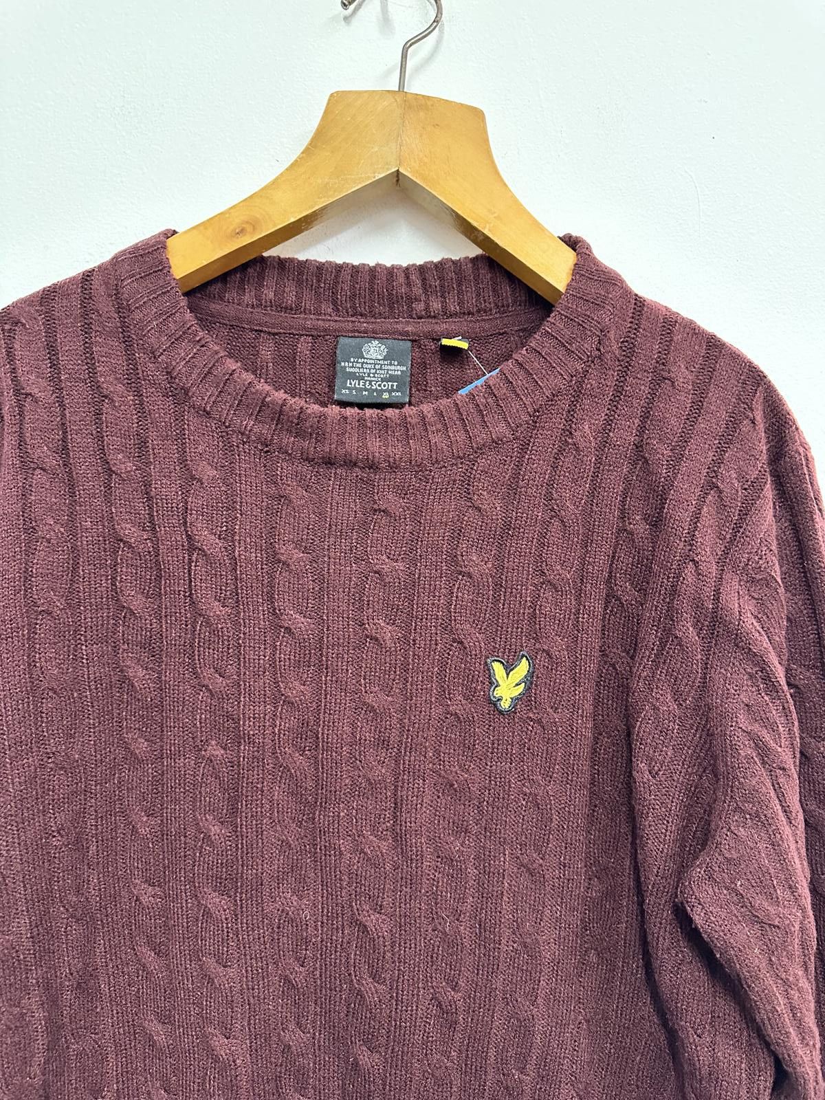 Lyle & Scott Lyle & Scott Burgundy Cable Knit Sweater Size XS Size US XL / EU 56 / 4 - 3 Thumbnail