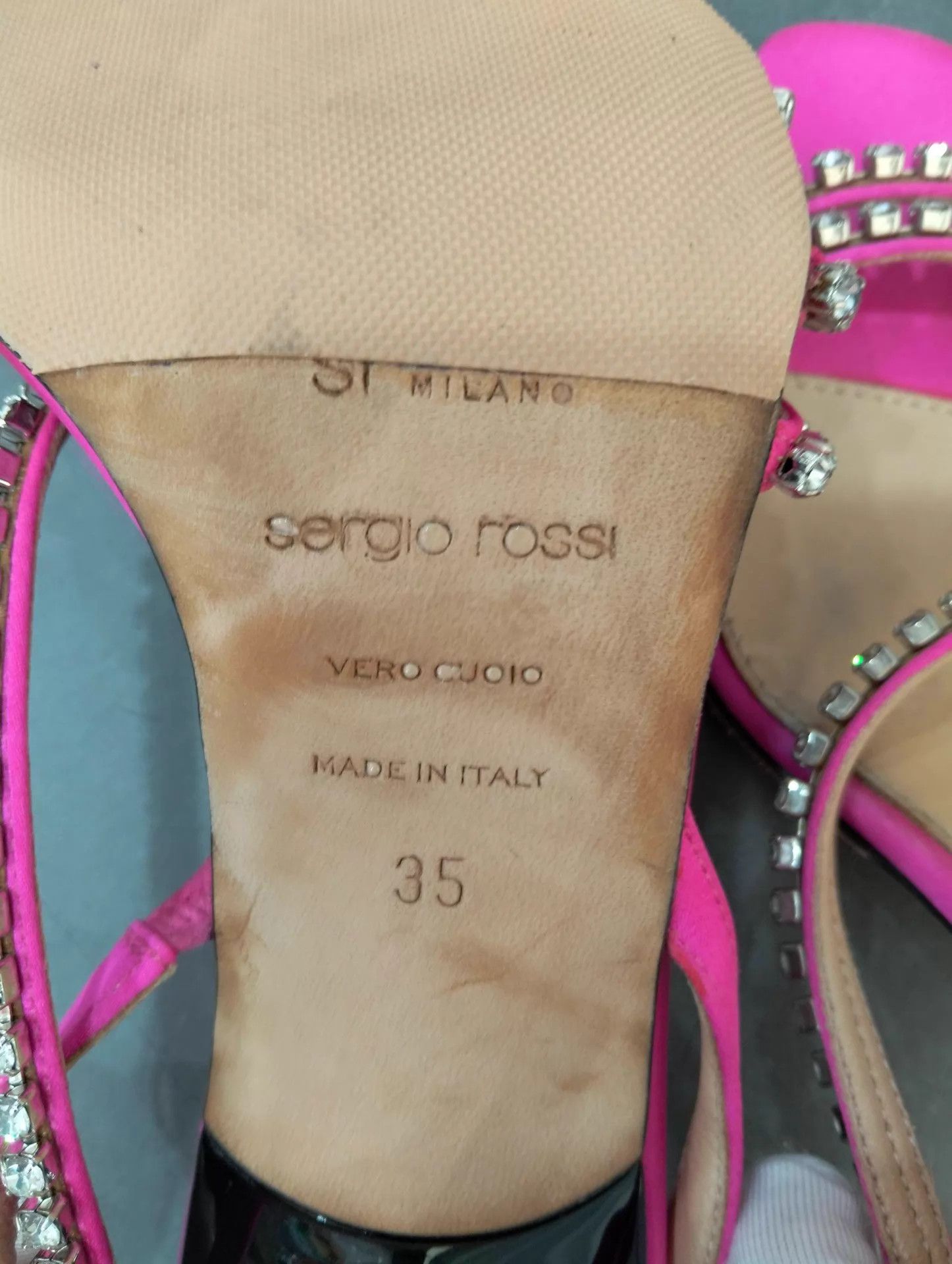 Sergio Rossi Sergio Rossi Magenta Crystal-Embellished Heeled Sandals 35 Size US 4.5 / IT 34.5 - 8 Thumbnail