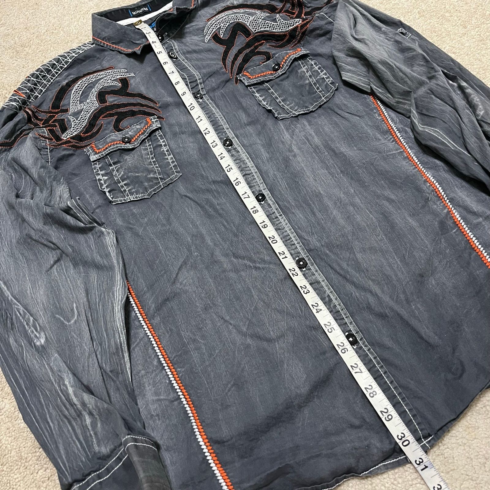 Roar Roar Y2K Cyber Orange/Grey Long Sleeve Button Up XL Size US XL / EU 56 / 4 - 5 Thumbnail
