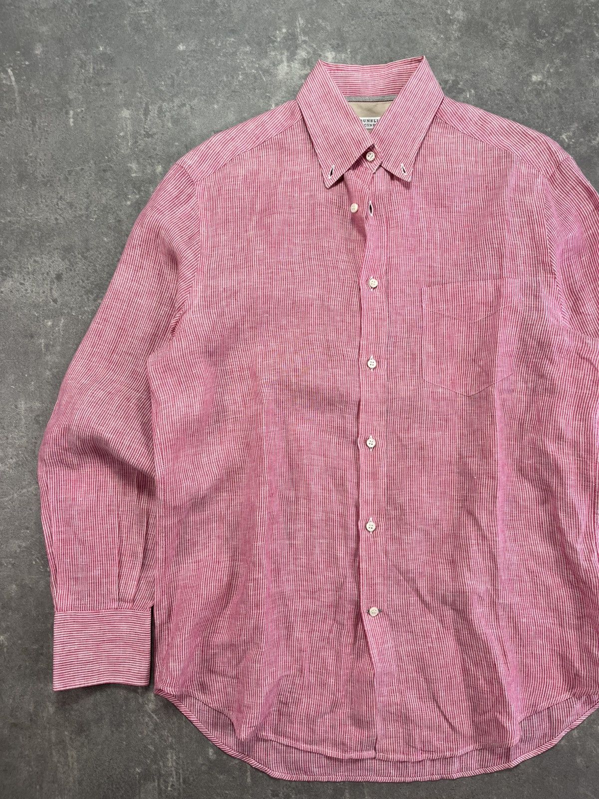 Brunello Cucinelli 100% Linen Brunello Cucinelli Striped Pinstripe Shirt M Size US M / EU 48-50 / 2 - 3 Thumbnail