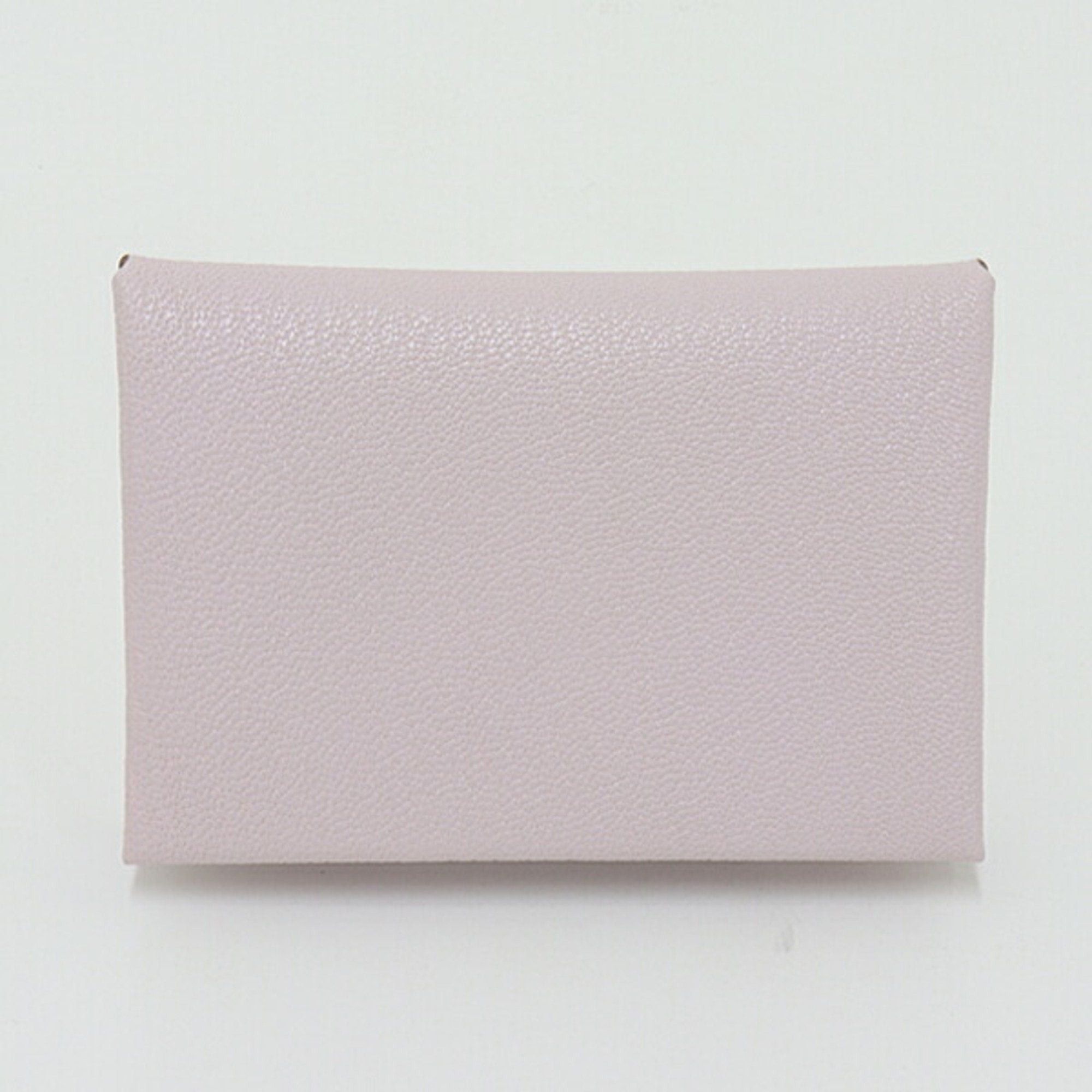 image of Hermes Calvi Duo Card Case Mauve Pale Chevre U Engraved [Made In 2022] Business Holder Coin Purse i