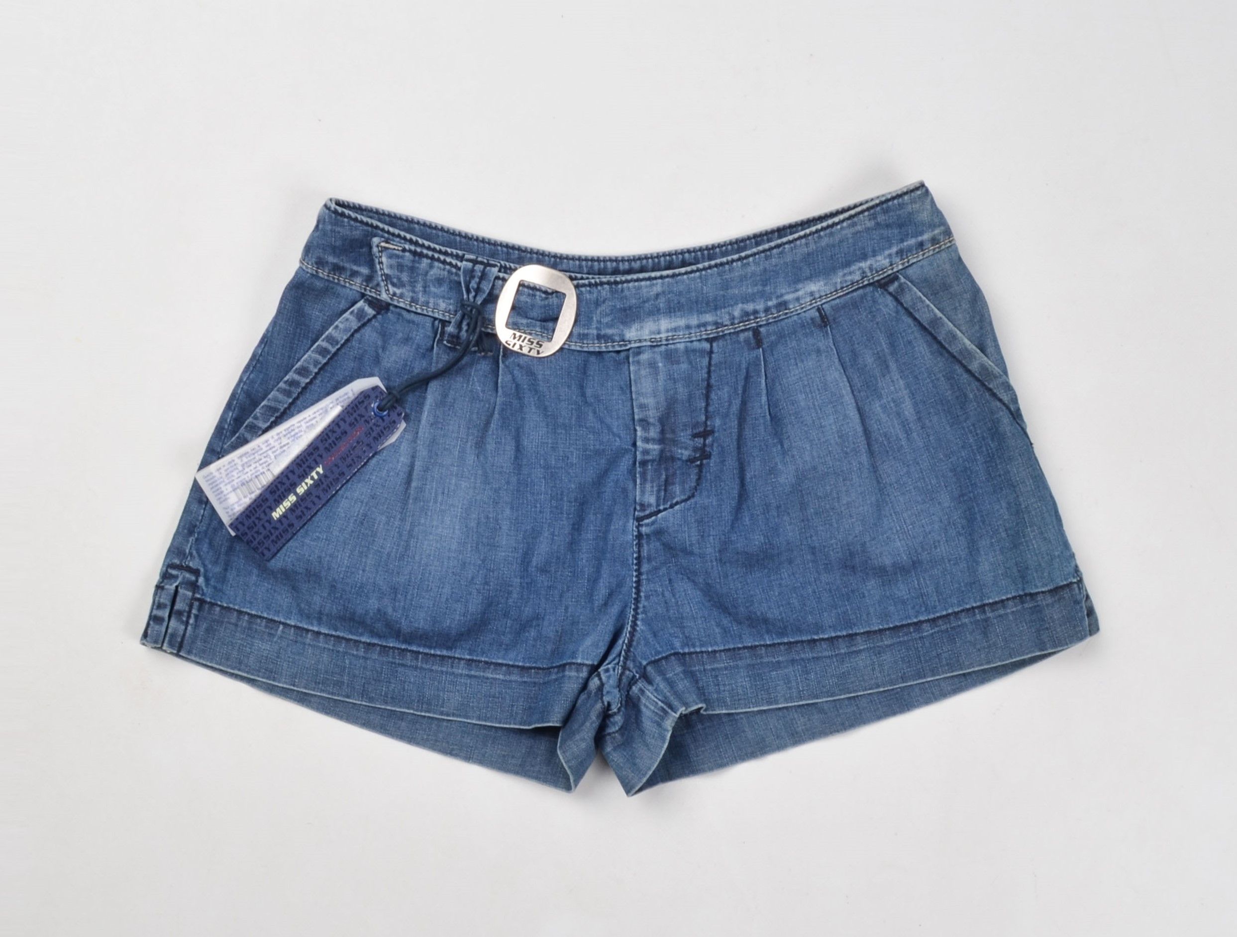 Designer × Miss Sixty Miss Sixty Y2K Coquette Blue Denim Ducky Hot Pants Shorts Size 29" - 3 Thumbnail