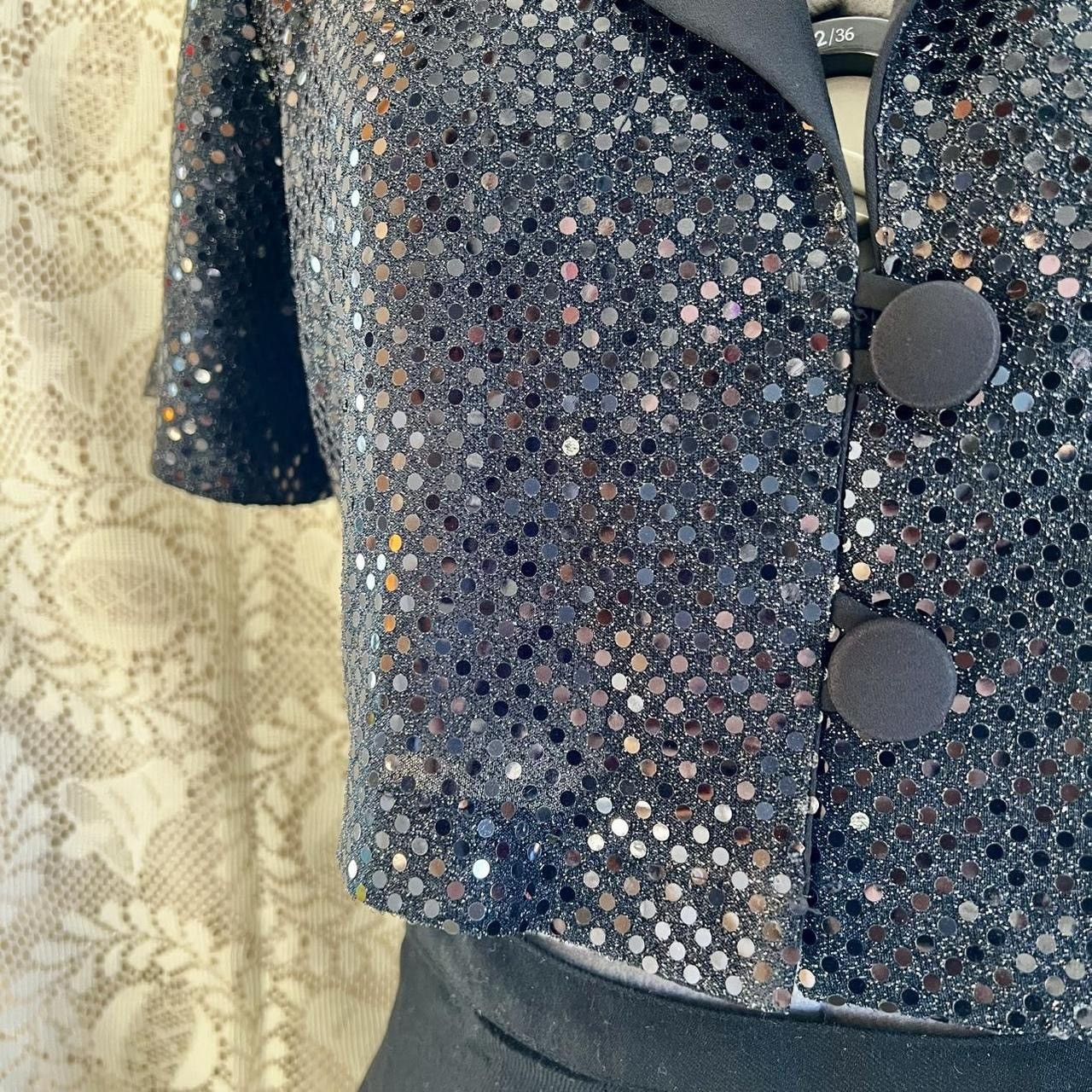 Other Vintage black sequin crop blazer by Molly Malloy Size L / US 10 / IT 46 - 4 Thumbnail