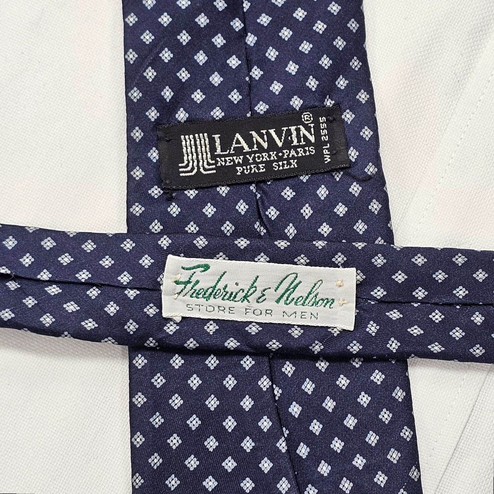 Lanvin VINTAGE Lanvin Necktie Tie Men’s Blue Geometric Silk Classic Retro Office Preppy 57" 3" Mens Size ONE SIZE - 4 Thumbnail