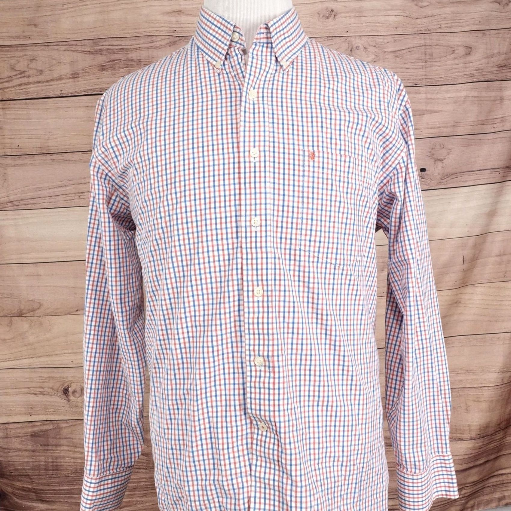 Izod IZOD Shirt Mens L White Check Long Sleeve Button-Up Cotton Classic Fit Size US L / EU 52-54 / 3 - 3 Thumbnail