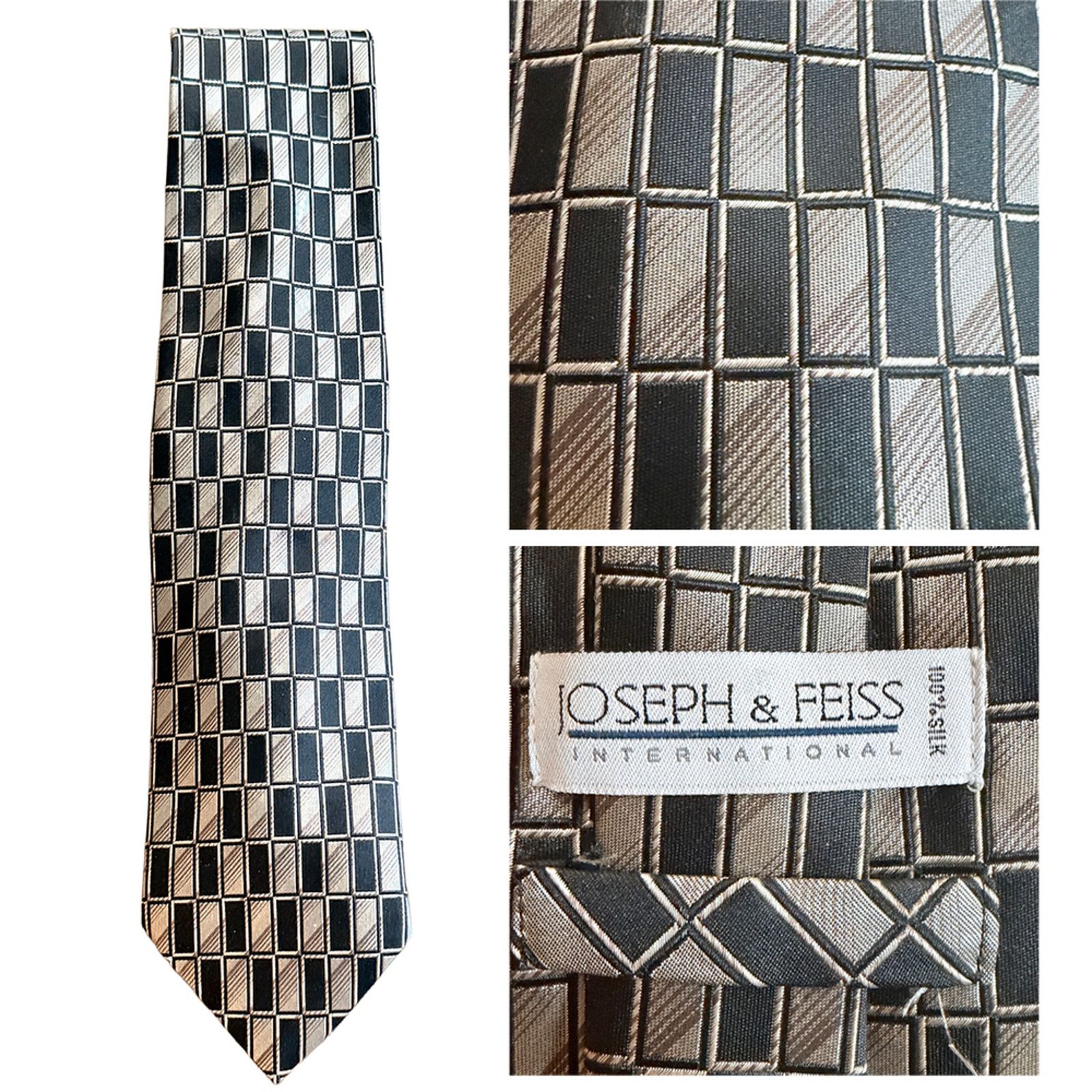 Joseph & Feiss Joseph & Feiss Vintage 100% silk neck tie geometric Size ONE SIZE - 1 Thumbnail