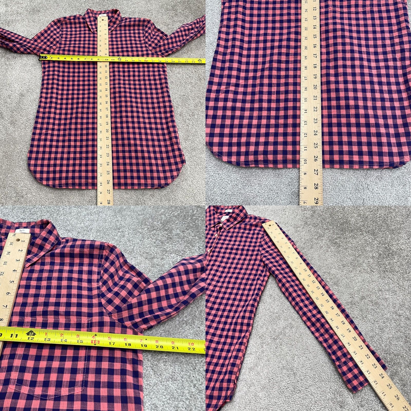 J.Crew VINTAGE? No. J.Crew Boy Fit Gauze Shirt Womens XS Pink Blue Plaid Button Down Cotton Casual Size XS / US 0-2 / IT 36-38 - 8 Thumbnail