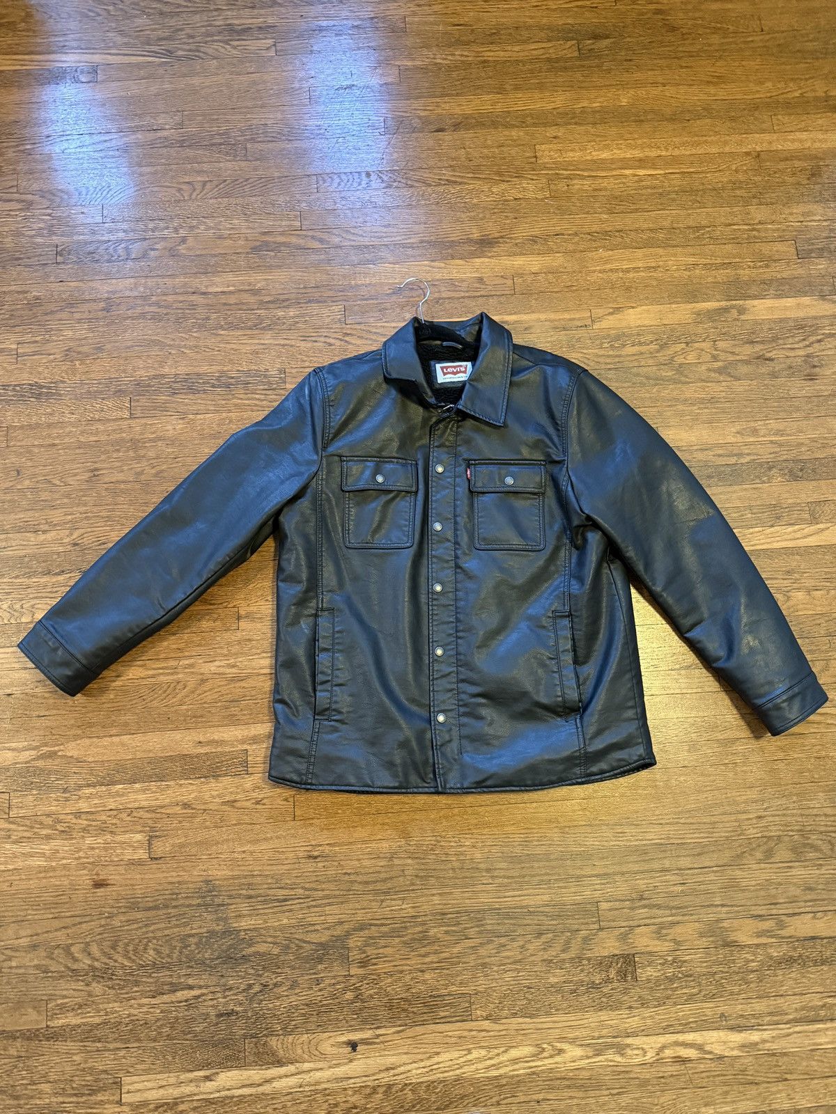 Levi's Levi’s Men’s Faux Leather Sherpa Lined Jacket Black - Large Size US L / EU 52-54 / 3 - 1 Thumbnail