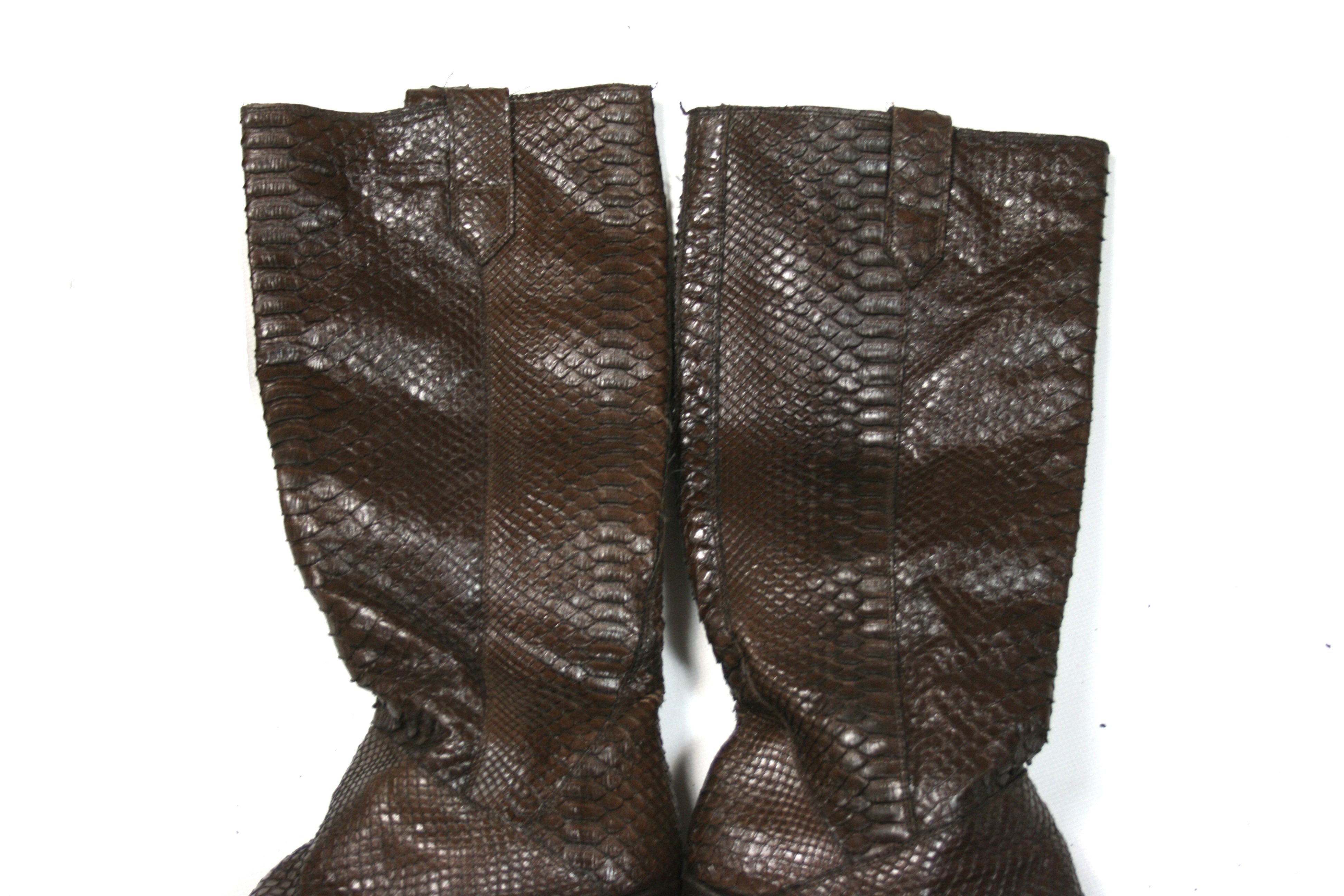 Gianni Barbato Cowboy Python Leather High Boots Size US 9 / IT 39 - 3 Thumbnail