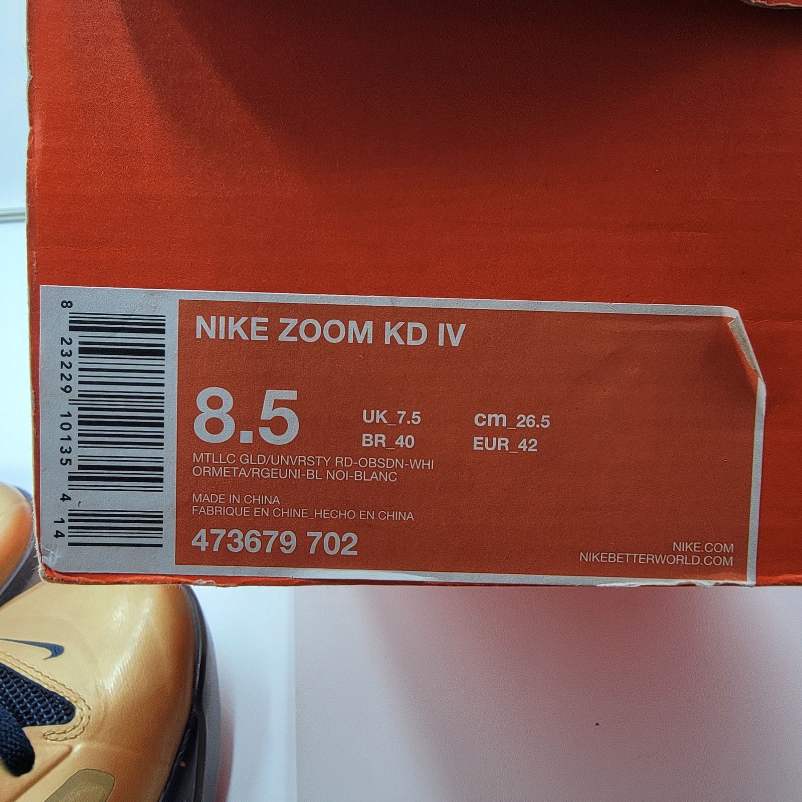 Nike Nike Zoom KD 4 'Gold Medal' Sz 8.5 473679-702 Size US 8.5 / EU 41-42 - 9 Thumbnail
