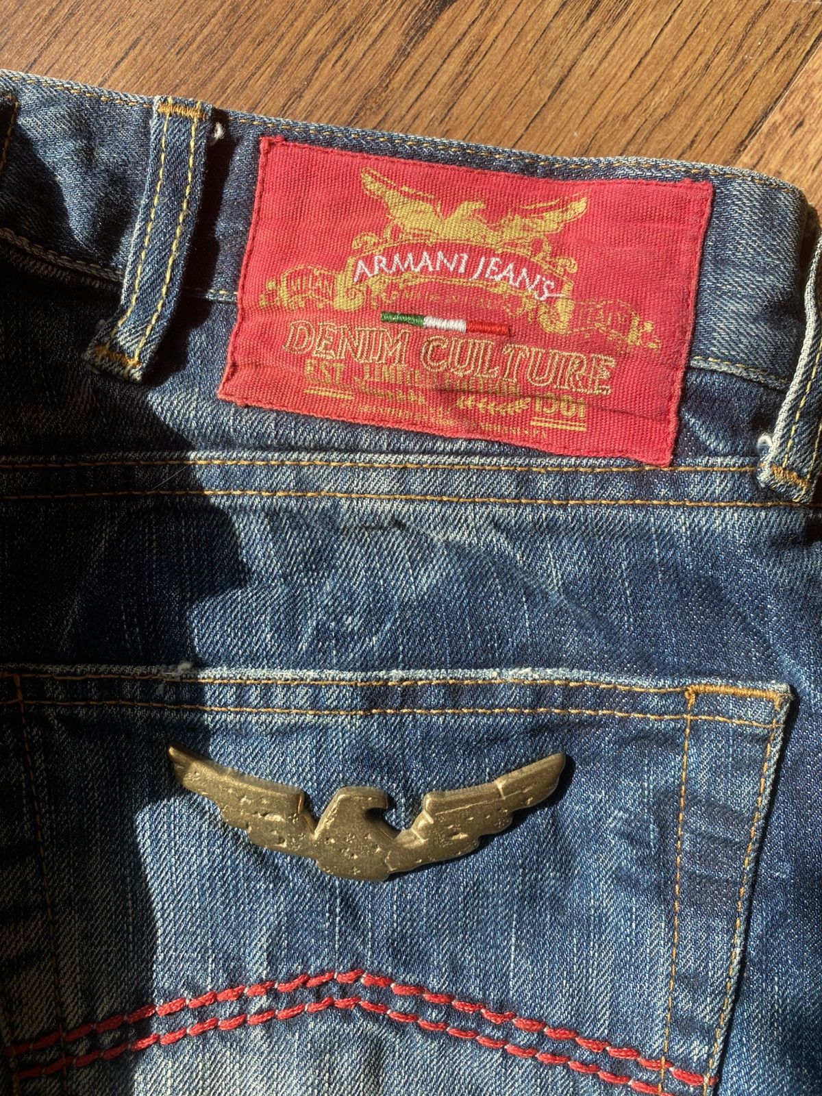Armani × Vintage Armani Jeans Red Wash Limited Edition Italy Selvage denim Size US 32 / EU 48 - 4 Thumbnail