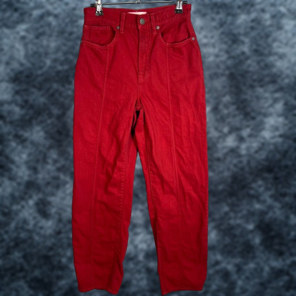 Madewell Madewell Jeans Baggy Straight 24 Adult Womens 24 Deep Red 100% Cotton Denim 5-Pocket Design Vintage: No Size 42" / US 20 - 1 Thumbnail
