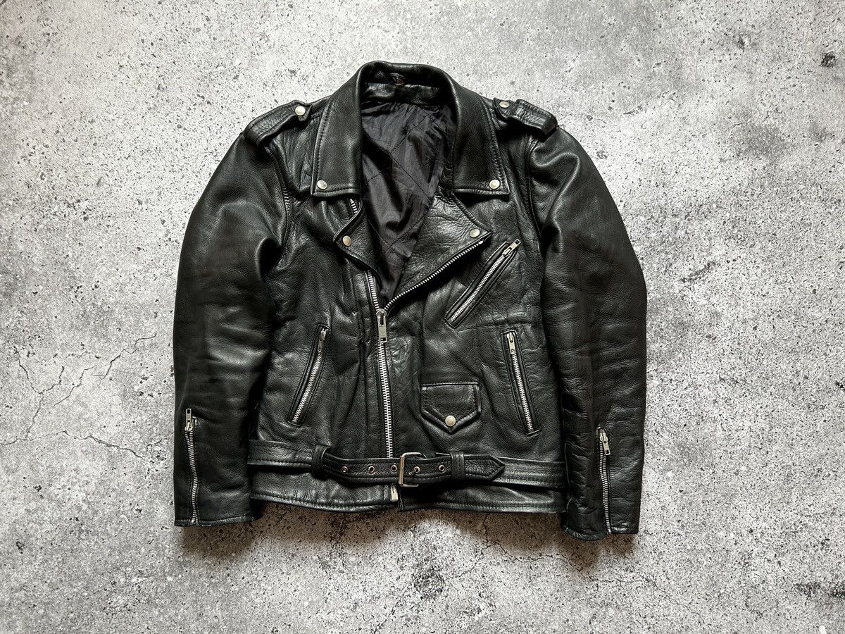 image of Vintage Avant Garde Leather Heavy Jacket in Black, Men's (Size Small)