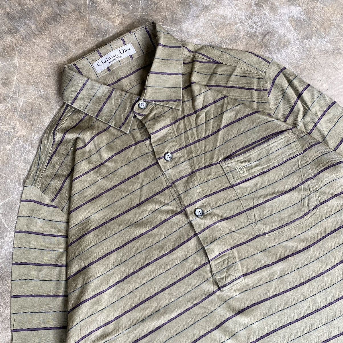 Christian Dior Monsieur Vintage 90s Christian Dior Stripe Polos Long Sleeve Shirt Size US M / EU 48-50 / 2 - 2 Thumbnail