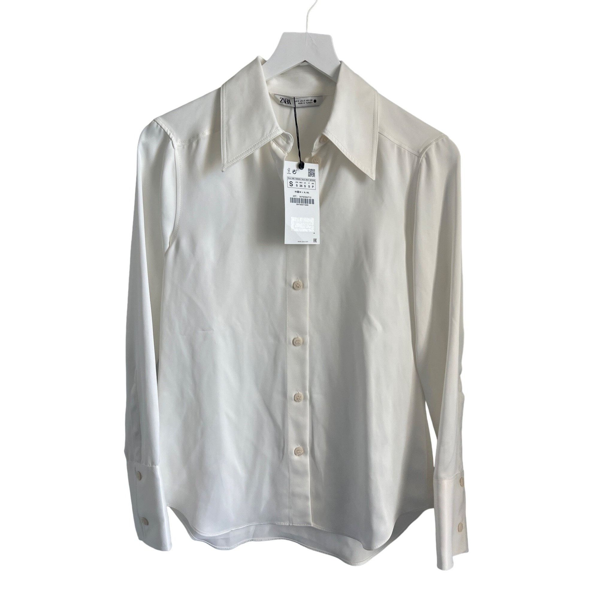 Zara Zara Ecru Silky Button-Up Shirt Size S / US 4 / IT 40 - 1 Thumbnail