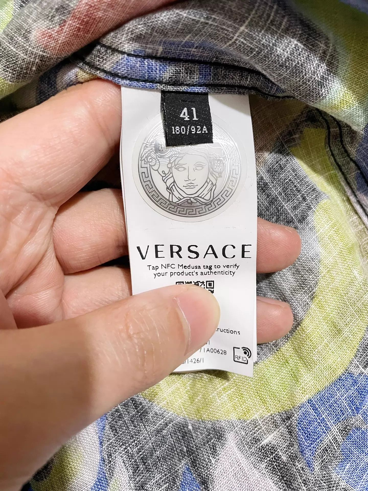 Versace Versace Runway Baroque Print Linen Long Sleeve Shirt XL Size US L / EU 52-54 / 3 - 7 Thumbnail