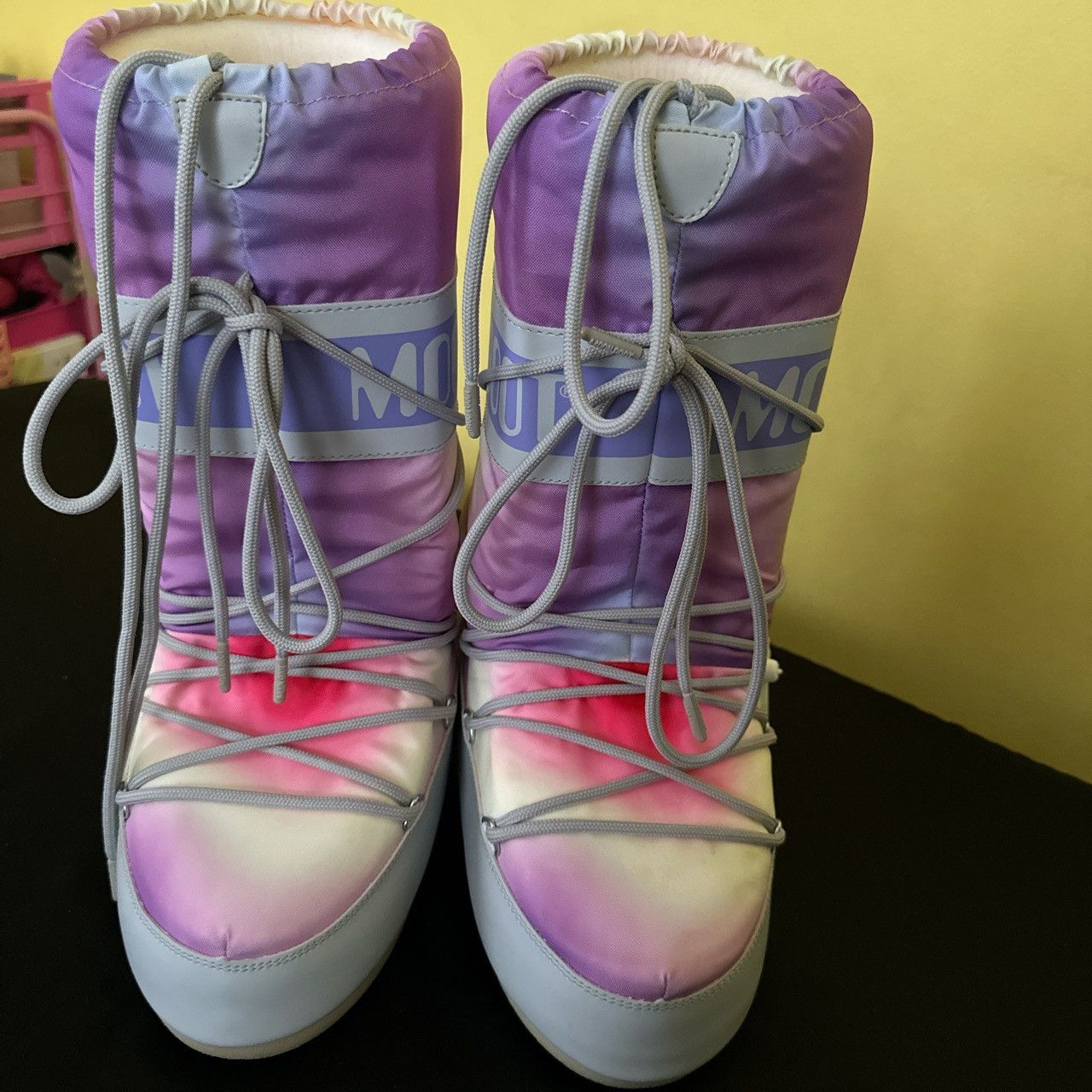 image of Multi Color Tie Dye Moon Boots in Purple, Women's (Size 6)