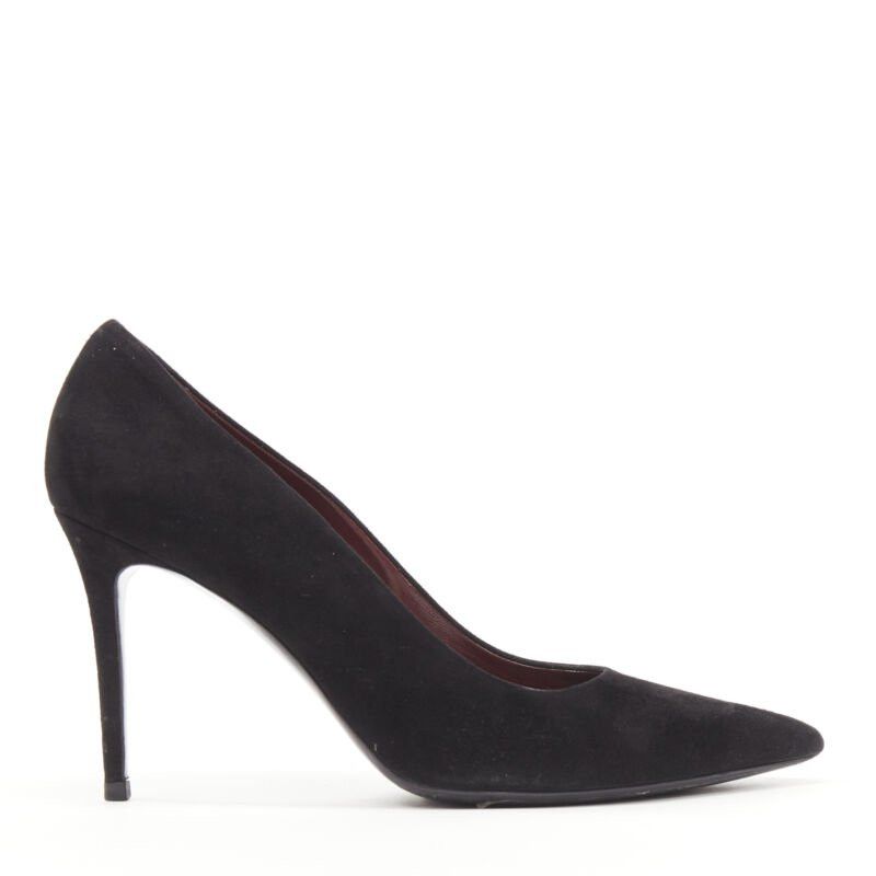 Celine OLD CELINE PHOEBE PHILO black suede leather point tie pigalle stiletto pump EU38 Size US 8 / IT 38 - 1 Thumbnail
