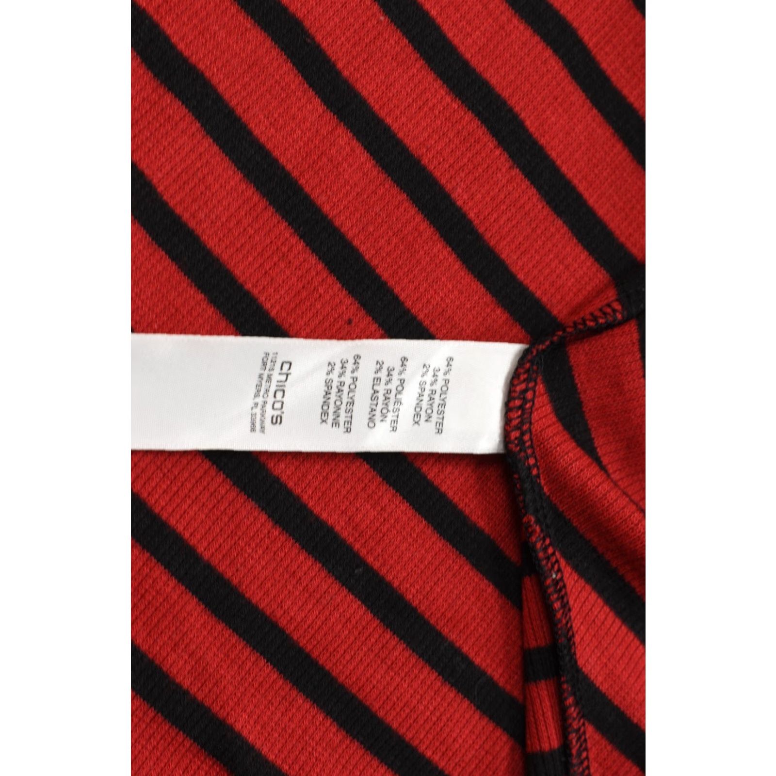 Vintage Chico's Red Black Striped Ribbed Knit Top XL Size Women Long Sleeve Pullover Round Neck Casual Stretch Size XL / US 12-14 / IT 48-50 - 6 Thumbnail