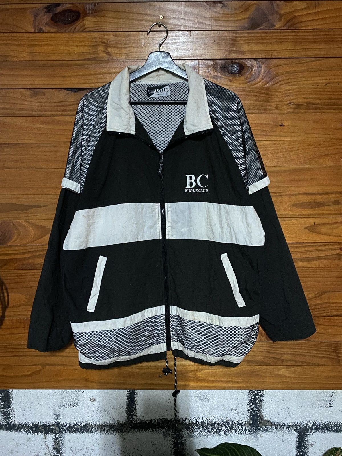 Bugle Boy Vintage Bugle Club Windbreaker | 90s Unisex Black & White Size US L / EU 52-54 / 3 - 3 Thumbnail