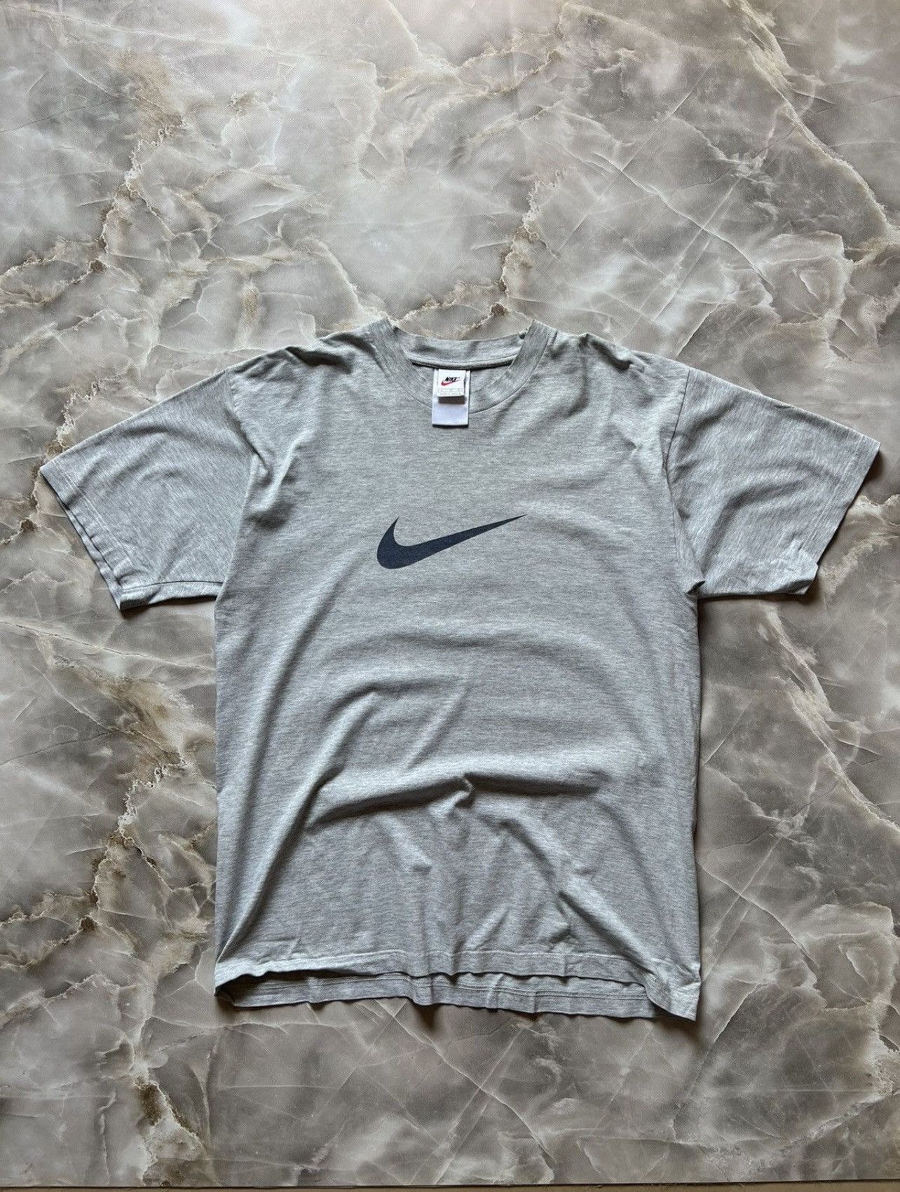 Vintage Vintage 90s Nike Big Swoosh Crewneck Distressed Tee Size US L / EU 52-54 / 3 - 1 Thumbnail