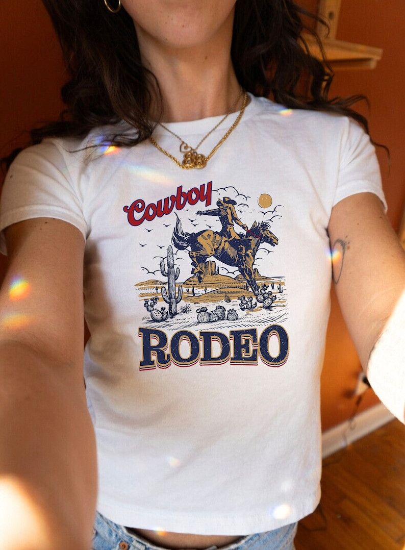 Designer Cowboy Rodeo Women Baby Tee | Cute Trendy Baby Tee Size M / US 6-8 / IT 42-44 - 1 Thumbnail