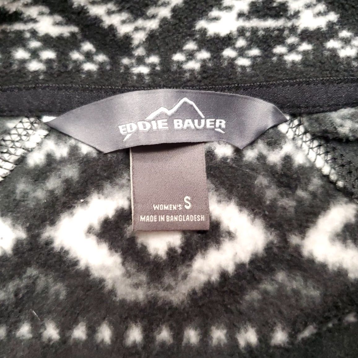 Eddie Bauer Eddie Bauer Sweater Womens Small Black Geometric Diamond 1/4 Zip Fleece Outdoors Size S / US 4 / IT 40 - 3 Thumbnail