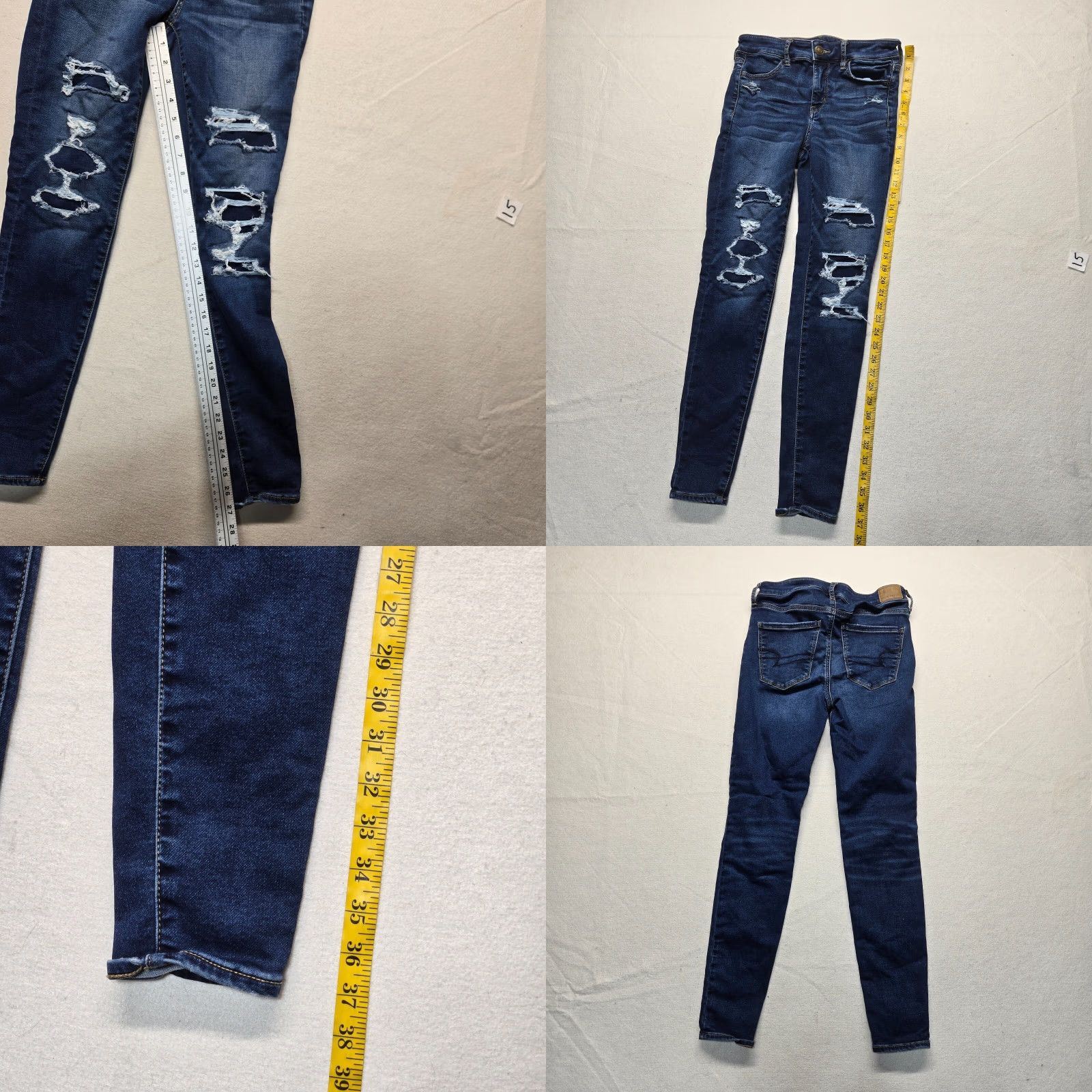 American Eagle Outfitters American Eagle Next Level Stretch Distressed Mid Rise Jegging Adult Women's 4 Size 27" / US 4 / IT 40 - 8 Thumbnail