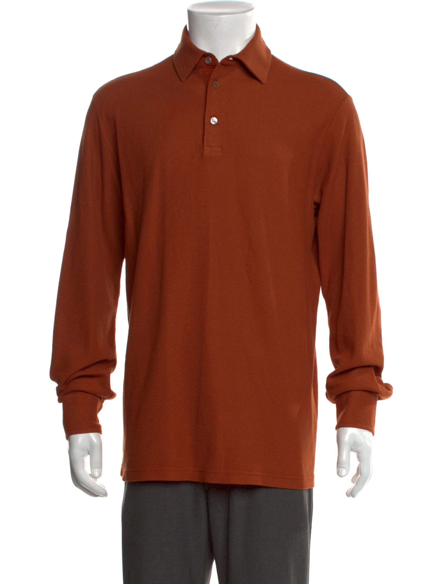 Loro Piana o1loc1c1224 Long-Sleeved Polo Shirt in Brown Size US S / EU 44-46 / 1 - 2 Thumbnail