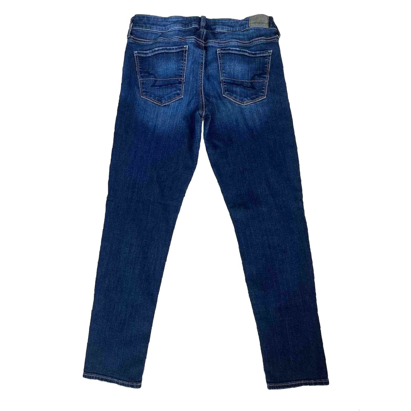 American Eagle Outfitters American Eagle Outfitters Jeans Womens 10 Blue Dark Wash Denim Super Stretch Skinny Regular 5-Pocket Logo Embroidered Knit? Wait—no extra words Size 32" / US 10 / IT 46 - 2 Thumbnail